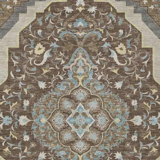 Brown And Beige Medallion Washable Indoor Outdoor Area Rug Photo 3