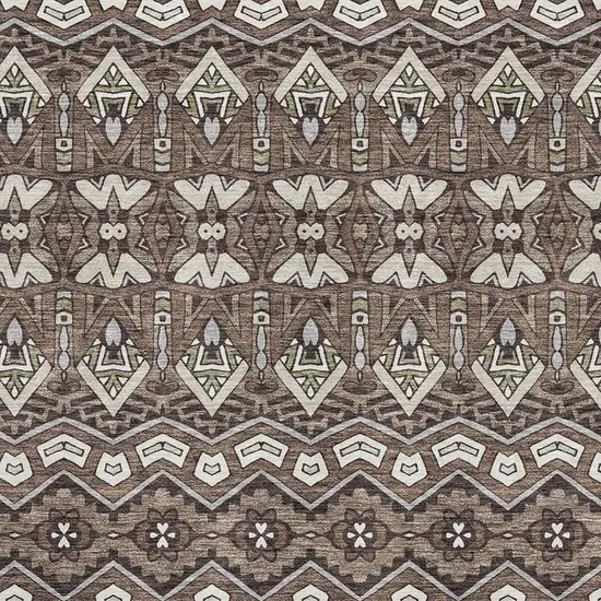 Brown And Beige Moroccan Washable Area Rug With UV Protection Photo 3