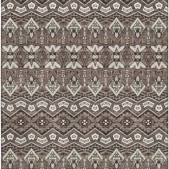 Brown And Beige Moroccan Washable Area Rug With UV Protection Photo 4