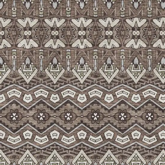 Brown And Beige Moroccan Washable Area Rug With UV Protection Photo 3
