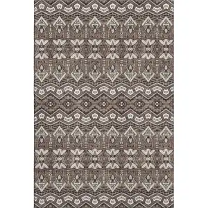 Photo of Brown And Beige Moroccan Washable Area Rug With UV Protection