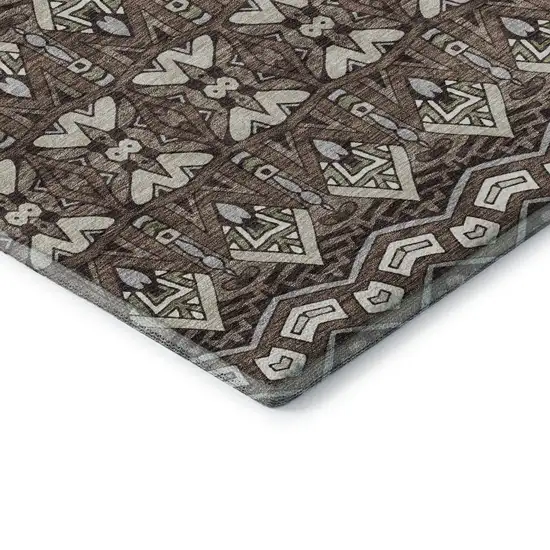 Brown And Beige Moroccan Washable Area Rug With UV Protection Photo 8
