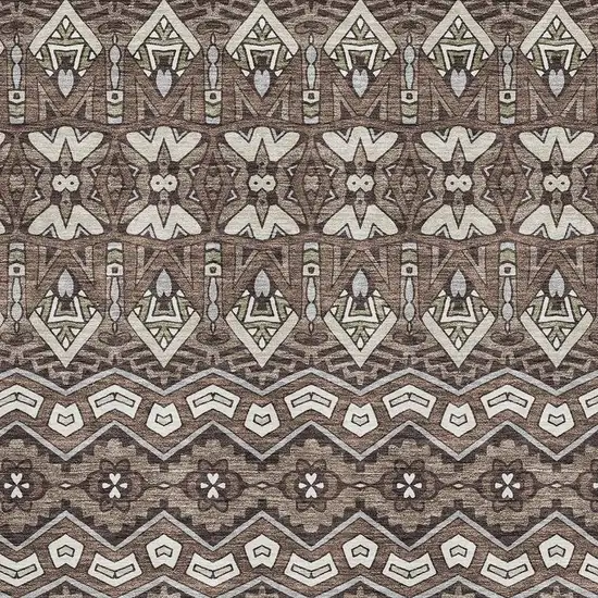 Brown And Beige Moroccan Washable Area Rug With UV Protection Photo 3