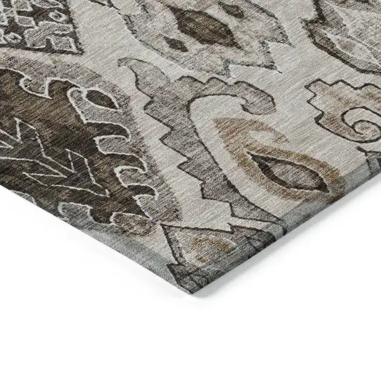 Brown And Beige Moroccan Washable Indoor Outdoor Area Rug Photo 5