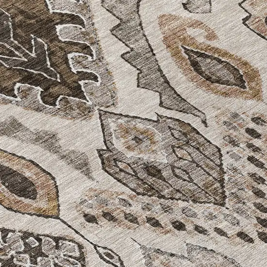 Brown And Beige Moroccan Washable Indoor Outdoor Area Rug Photo 6