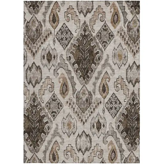 Brown And Beige Moroccan Washable Indoor Outdoor Area Rug Photo 8