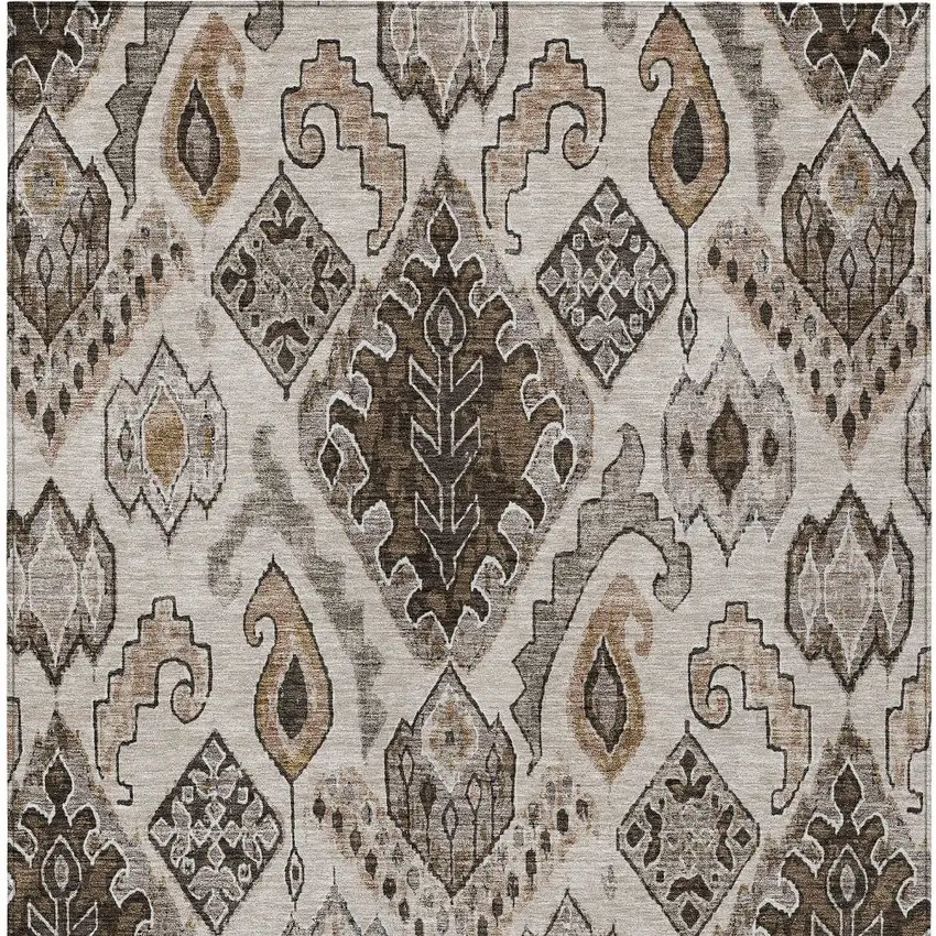 Brown And Beige Moroccan Washable Indoor Outdoor Area Rug Photo 8