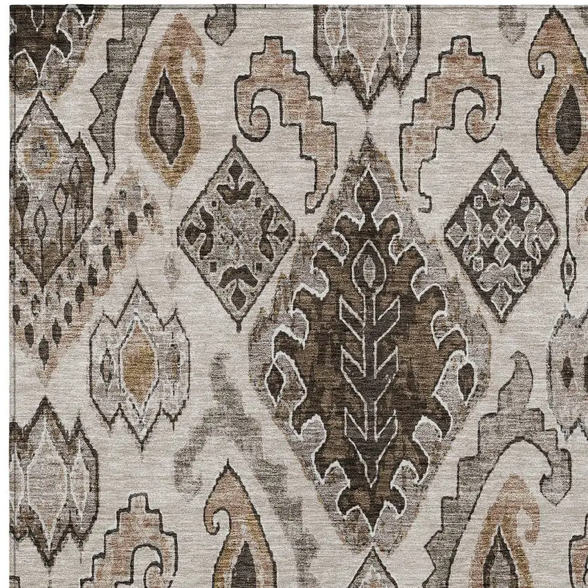 Brown And Beige Moroccan Washable Indoor Outdoor Area Rug Photo 7
