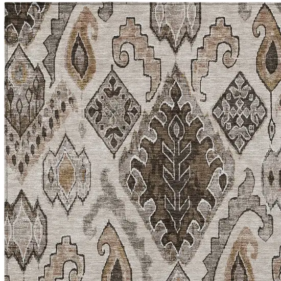 Brown And Beige Moroccan Washable Indoor Outdoor Area Rug Photo 7