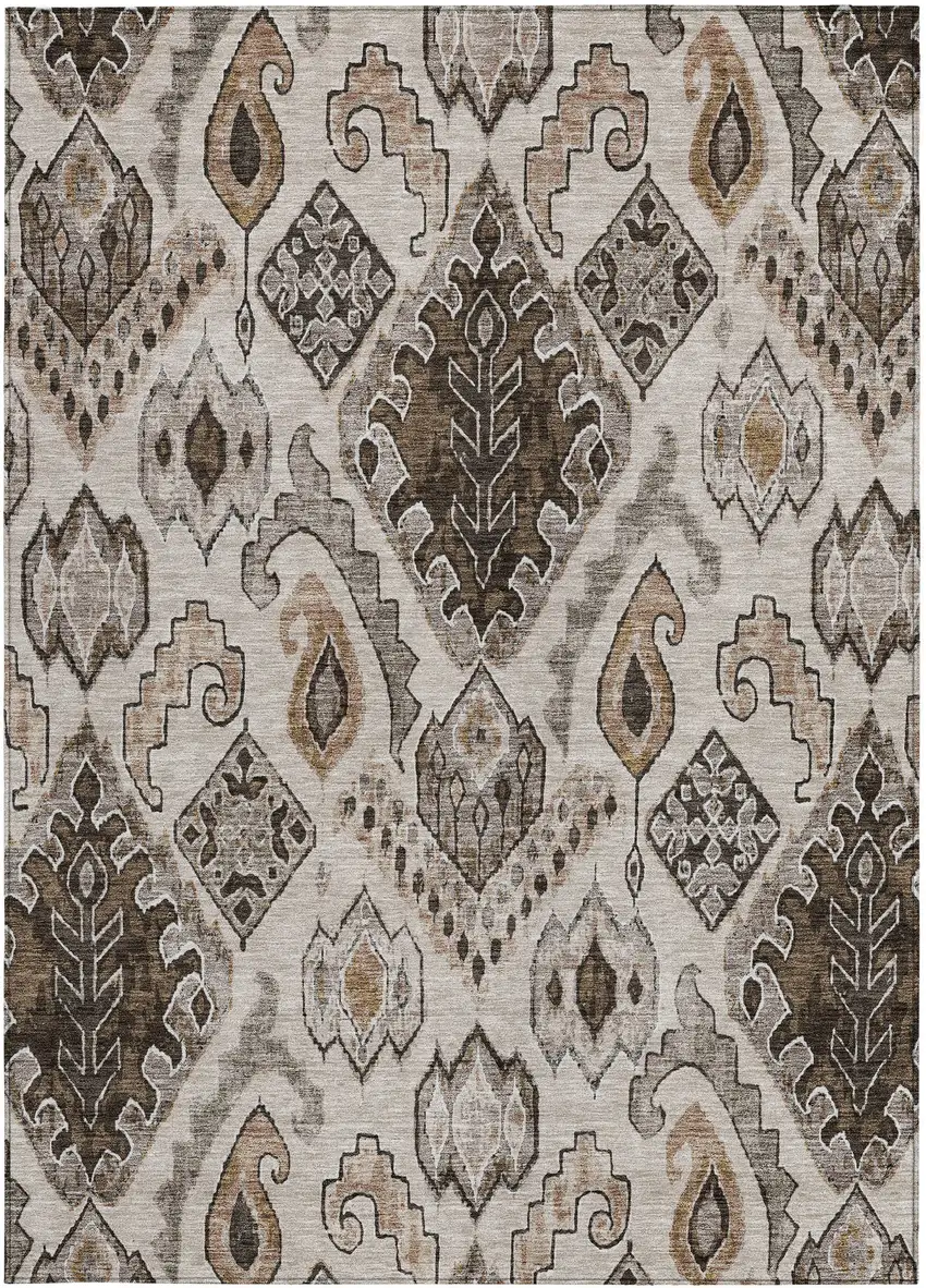 Brown And Beige Moroccan Washable Indoor Outdoor Area Rug Photo 8