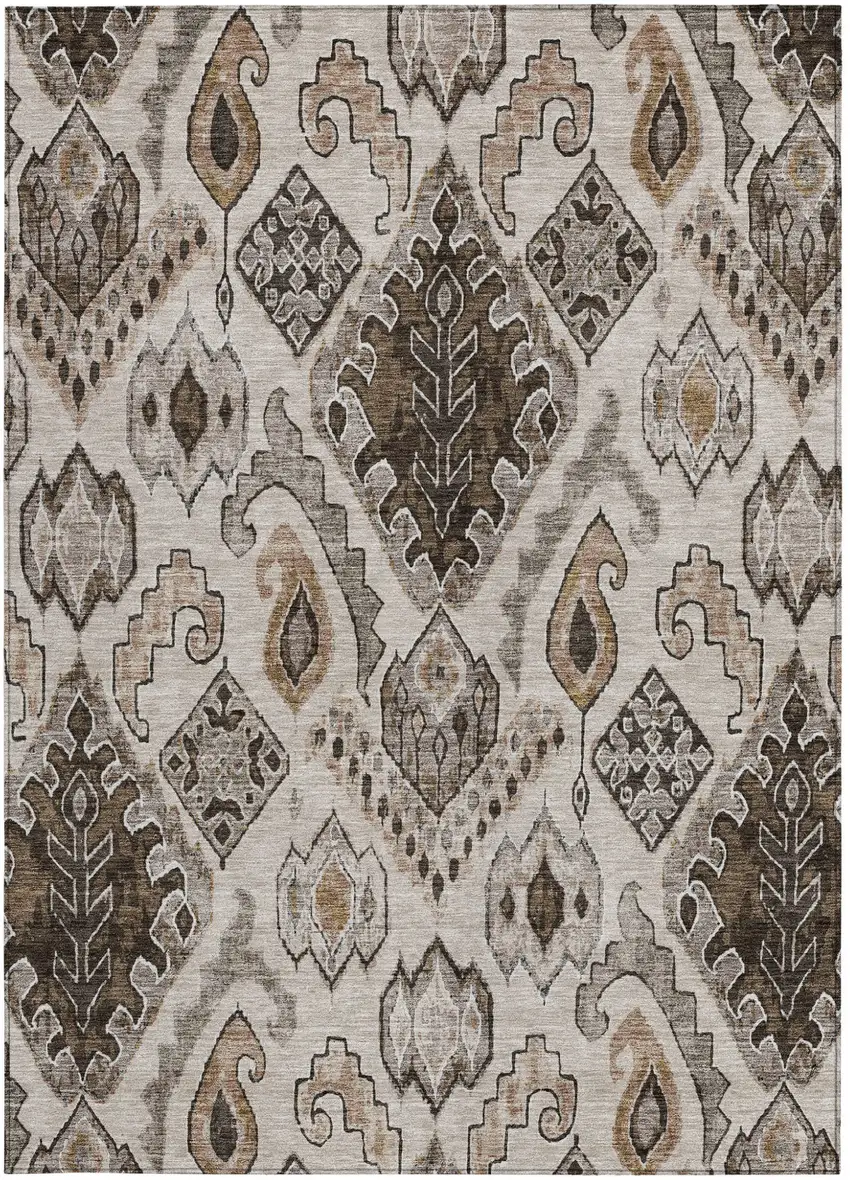 Brown And Beige Moroccan Washable Indoor Outdoor Area Rug Photo 8
