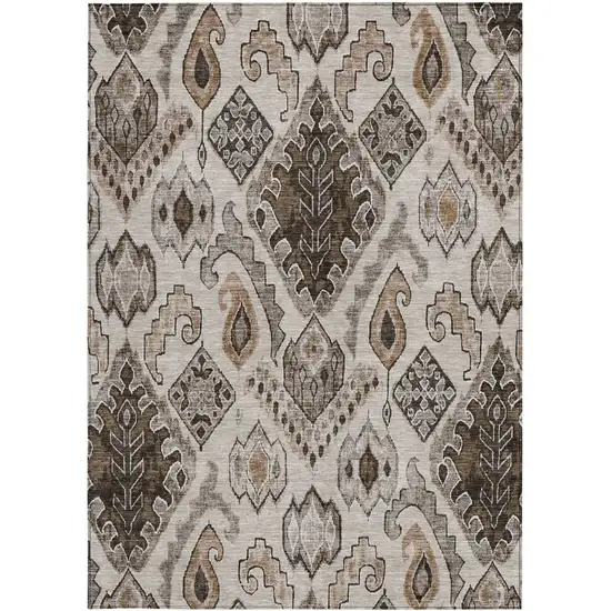 Brown And Beige Moroccan Washable Indoor Outdoor Area Rug Photo 8