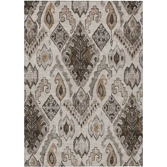 Brown And Beige Moroccan Washable Indoor Outdoor Area Rug Photo 2
