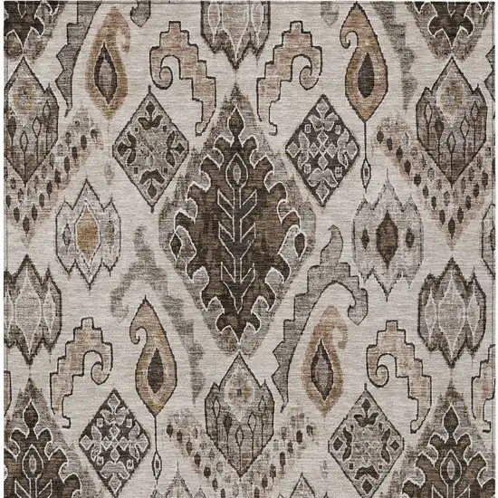 Brown And Beige Moroccan Washable Indoor Outdoor Area Rug Photo 7