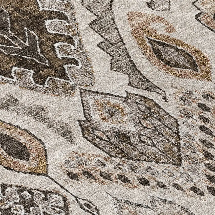 Brown And Beige Moroccan Washable Indoor Outdoor Area Rug Photo 6