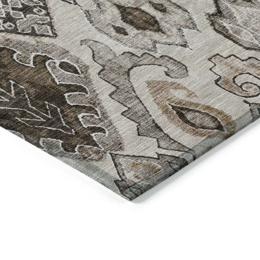 Brown And Beige Moroccan Washable Indoor Outdoor Area Rug Photo 5