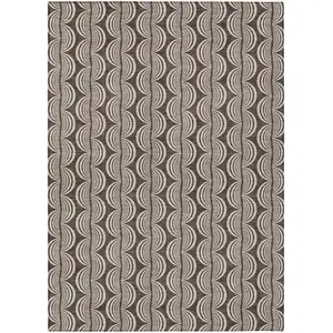 Photo of Brown And Beige Ogee Washable Indoor Outdoor Area Rug