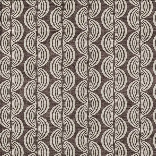 Brown And Beige Ogee Washable Indoor Outdoor Area Rug Photo 5
