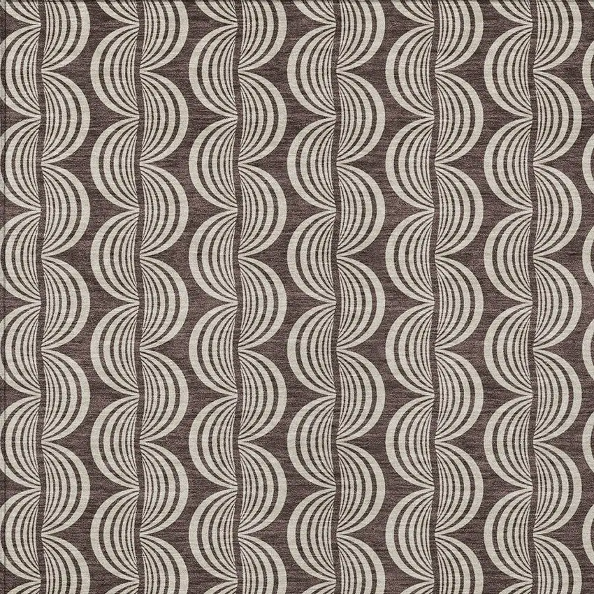 Brown And Beige Ogee Washable Indoor Outdoor Area Rug Photo 5