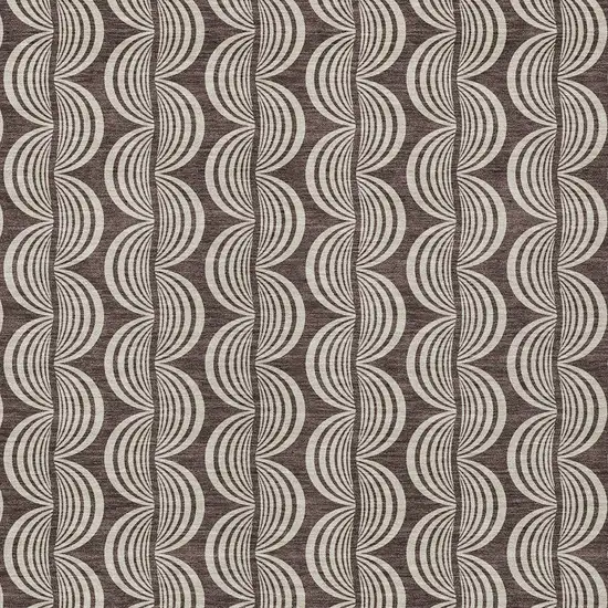 Brown And Beige Ogee Washable Indoor Outdoor Area Rug Photo 5