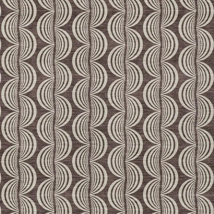 Brown And Beige Ogee Washable Indoor Outdoor Area Rug Photo 5