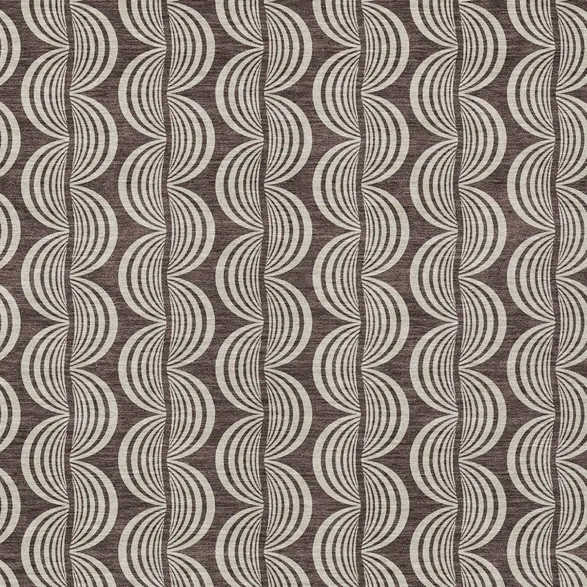 Brown And Beige Ogee Washable Indoor Outdoor Area Rug Photo 5