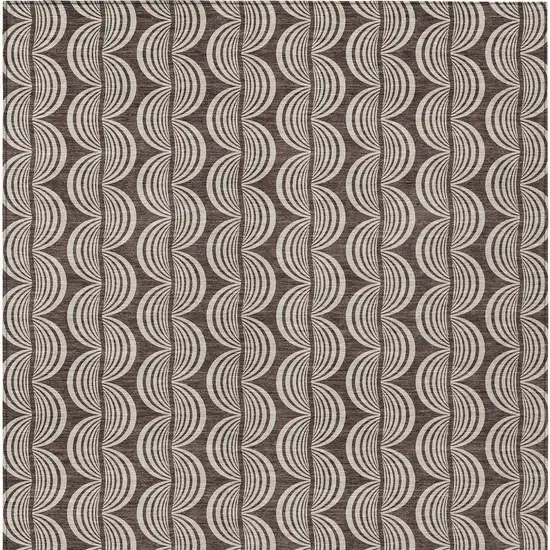 Brown And Beige Ogee Washable Indoor Outdoor Area Rug Photo 6