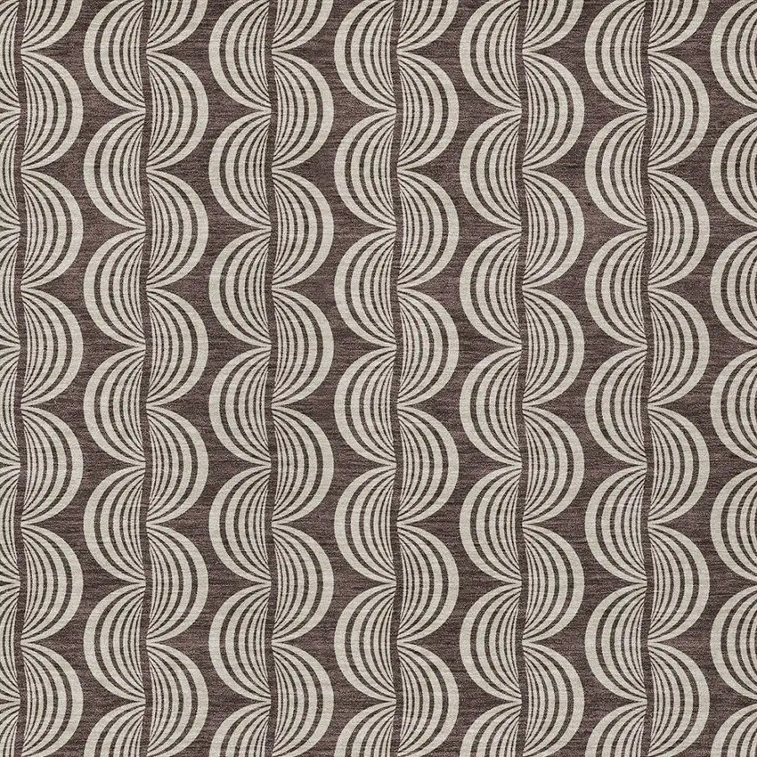 Brown And Beige Ogee Washable Indoor Outdoor Area Rug Photo 5