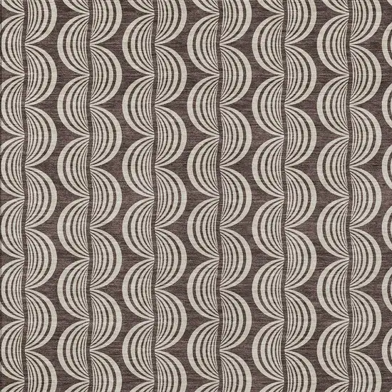 Brown And Beige Ogee Washable Indoor Outdoor Area Rug Photo 5