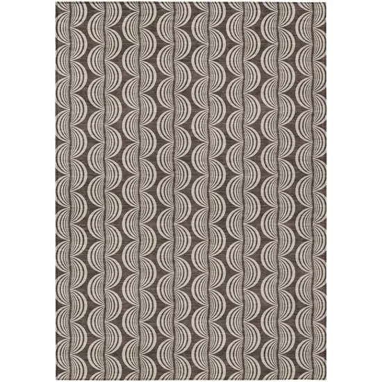 Brown And Beige Ogee Washable Indoor Outdoor Area Rug Photo 2