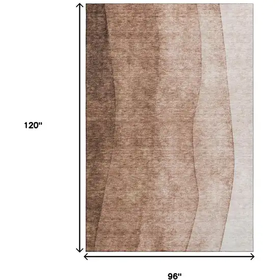 Brown And Beige Ombre Washable Area Rug With UV Protection Photo 5