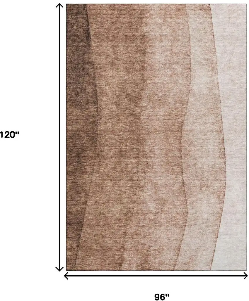 Brown And Beige Ombre Washable Area Rug With UV Protection Photo 5