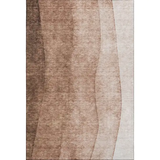 Brown And Beige Ombre Washable Area Rug With UV Protection Photo 1