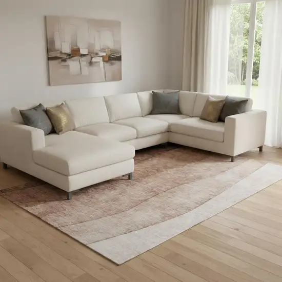 Brown And Beige Ombre Washable Area Rug With UV Protection Photo 1