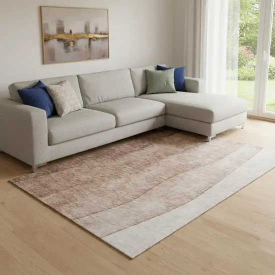 Brown And Beige Ombre Washable Area Rug With UV Protection Photo 1