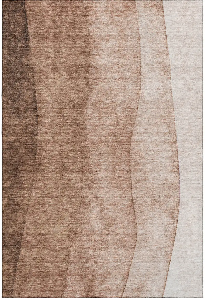 Brown And Beige Ombre Washable Area Rug With UV Protection Photo 1