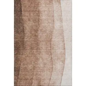 Photo of Brown And Beige Ombre Washable Area Rug With UV Protection