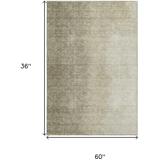 Brown And Beige Ombre Washable Area Rug With UV Protection Photo 7