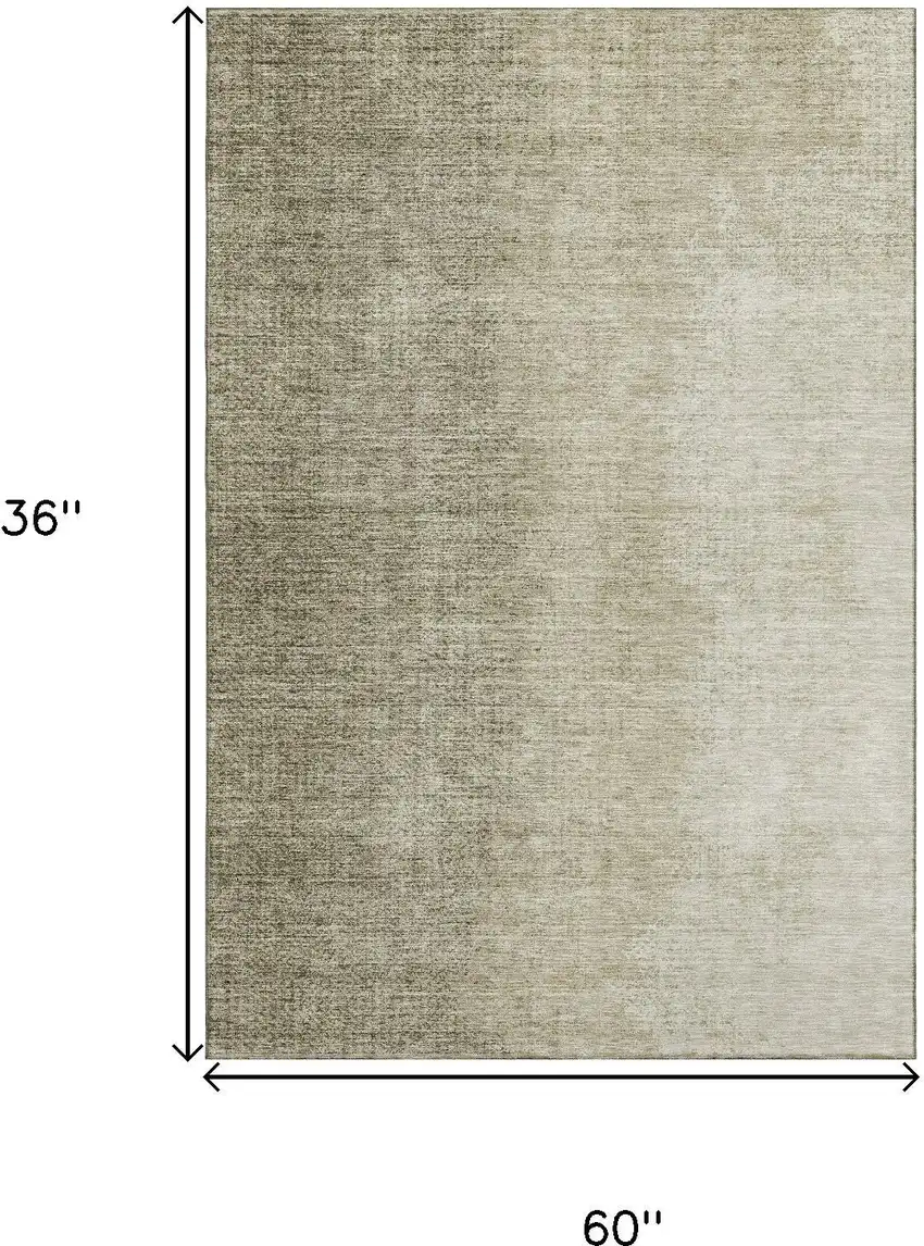 Brown And Beige Ombre Washable Area Rug With UV Protection Photo 7