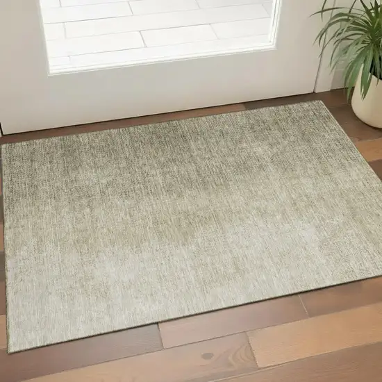 Brown And Beige Ombre Washable Area Rug With UV Protection Photo 8