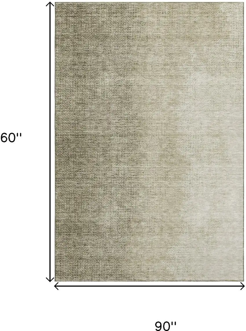 Brown And Beige Ombre Washable Area Rug With UV Protection Photo 3