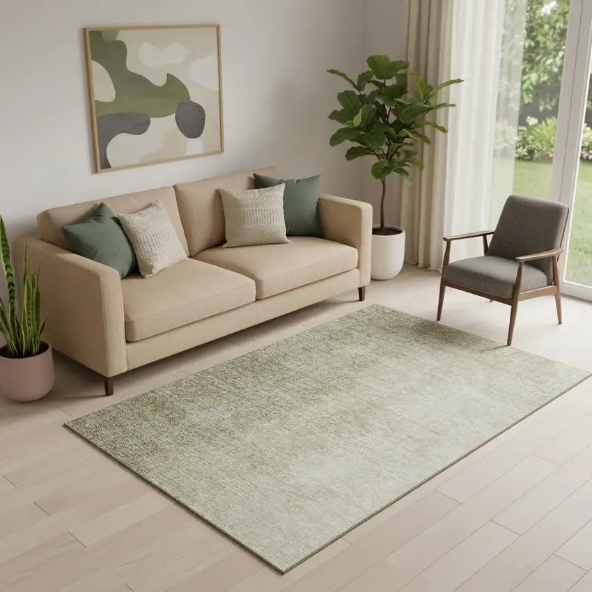 Brown And Beige Ombre Washable Area Rug With UV Protection Photo 1