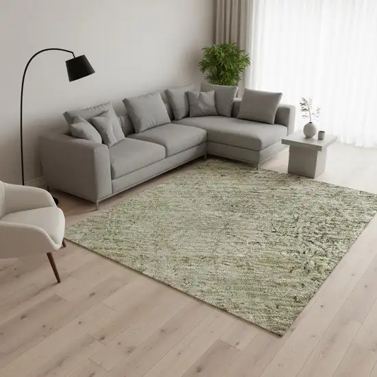 Brown And Beige Ombre Washable Area Rug With UV Protection Photo 2