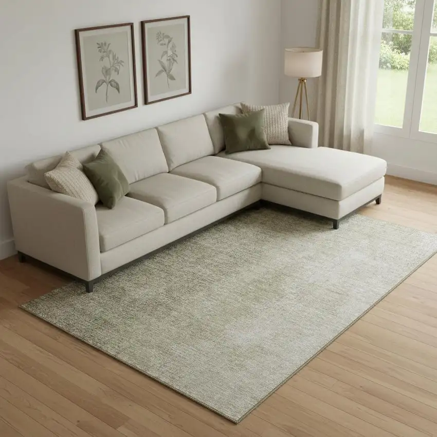 Brown And Beige Ombre Washable Area Rug With UV Protection Photo 3