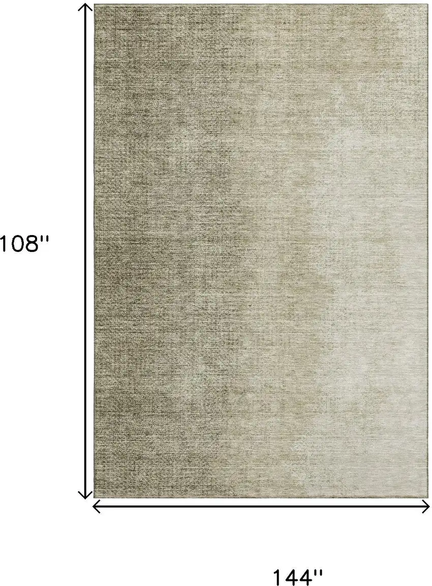 Brown And Beige Ombre Washable Area Rug With UV Protection Photo 3