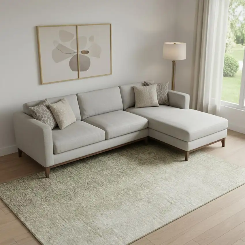 Brown And Beige Ombre Washable Area Rug With UV Protection Photo 1