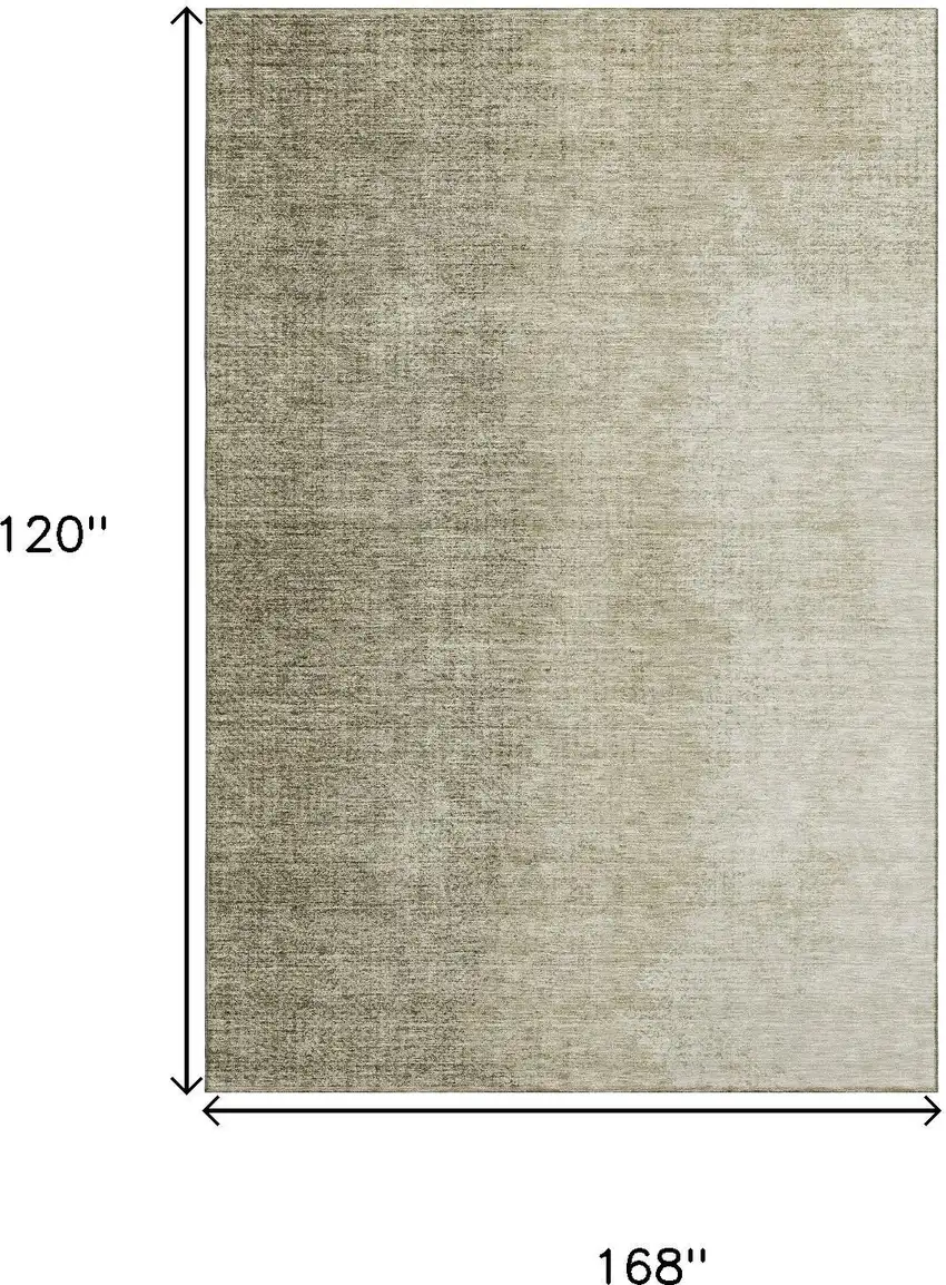 Brown And Beige Ombre Washable Area Rug With UV Protection Photo 3