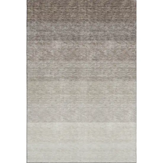Brown And Beige Ombre Washable Area Rug With UV Protection Photo 5