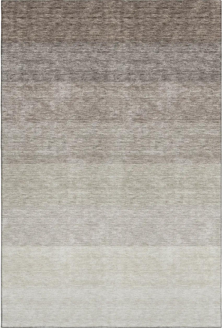 Brown And Beige Ombre Washable Area Rug With UV Protection Photo 4
