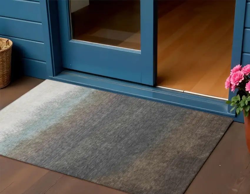 Brown And Beige Ombre Washable Indoor Outdoor Area Rug Photo 2